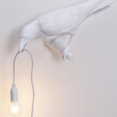Lampada in Resina Bird Lamp Looking Left White Seletti –... 2