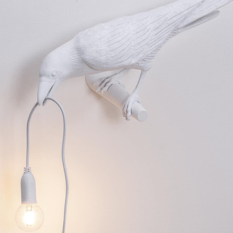Lampada in Resina Bird Lamp Looking Left White...