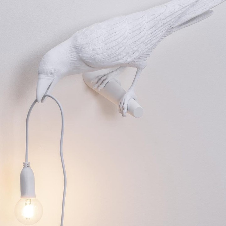 Seletti Bird Lamp Looking Left bianca in resina