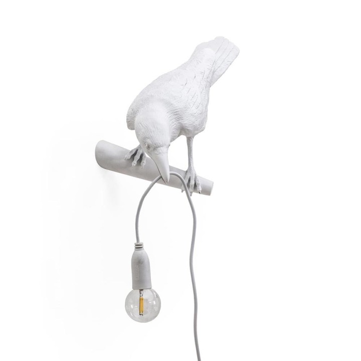 Seletti Bird Lamp Looking Left bianca in resina