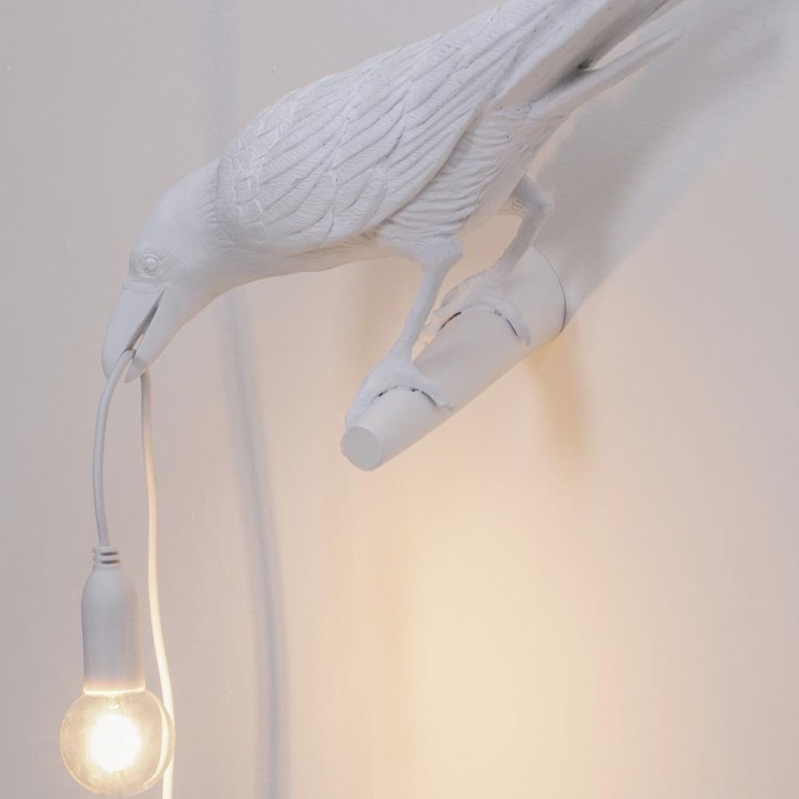 Seletti Bird Lamp Looking Left bianca in resina