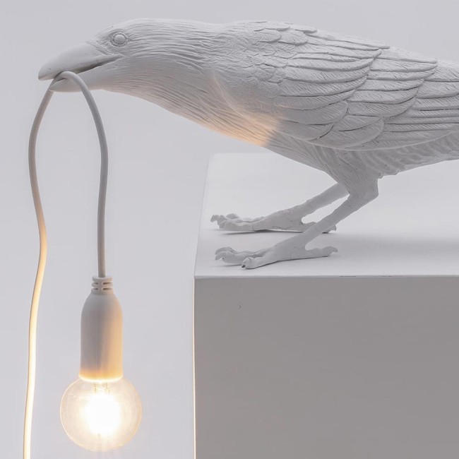 Bird Lamp White Playing – Lampada Uccellino da...