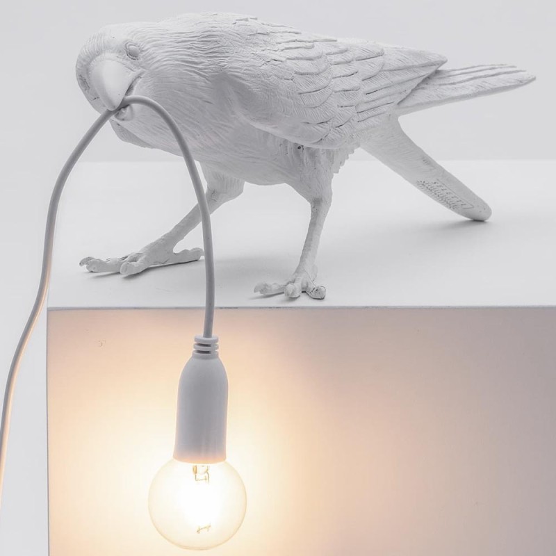 Bird Lamp White Playing – Lampada Uccellino da...