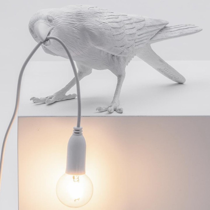 Seletti Bird Lamp Playing bianca in resina