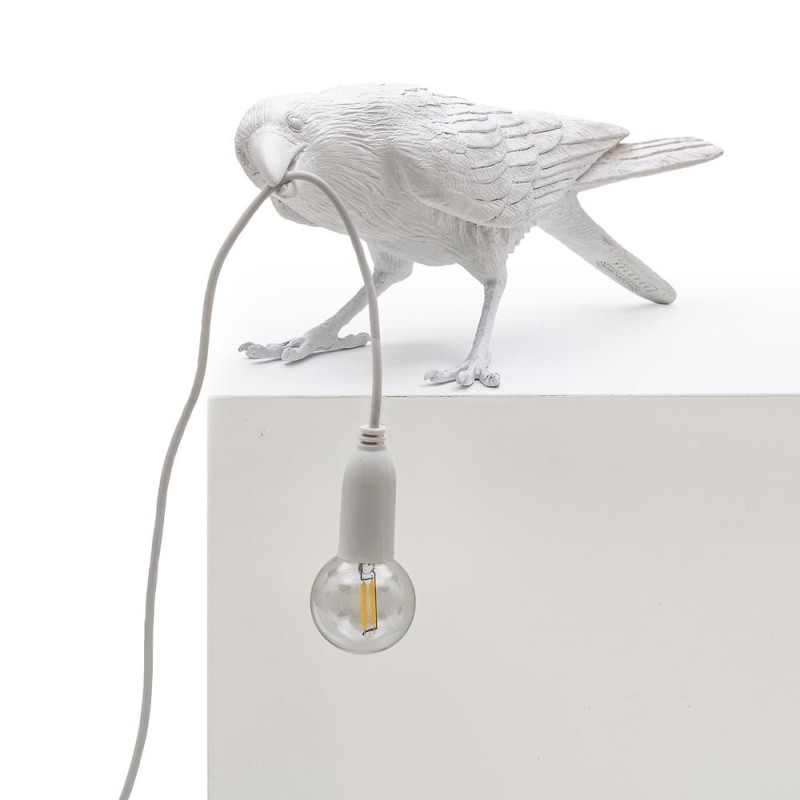Bird Lamp White Playing – Lampada Uccellino da...