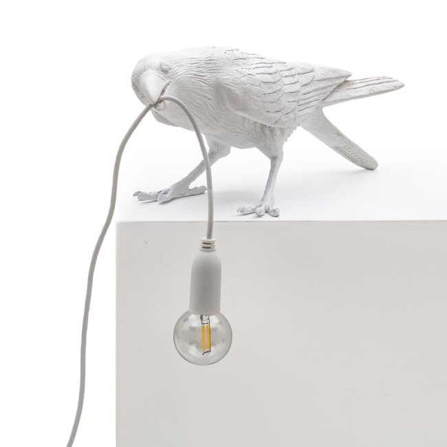 Bird Lamp White Playing – Lampada Uccellino da...