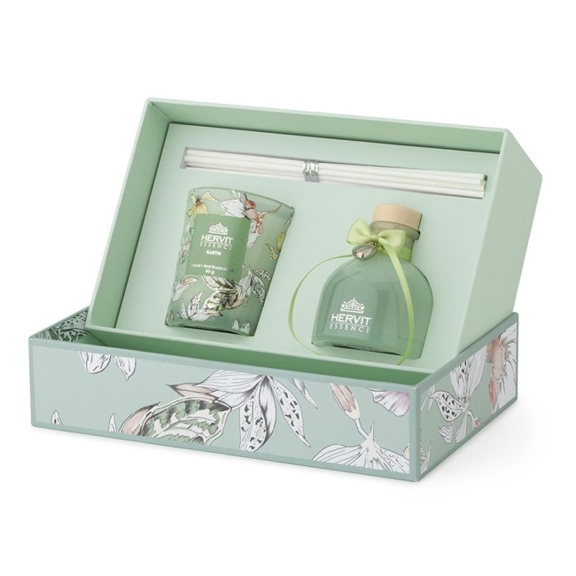 Set Profumatore Ambiente + Candela Blooms 50ml/70g – Fragranza Prati in Fiore | Hervit Creation