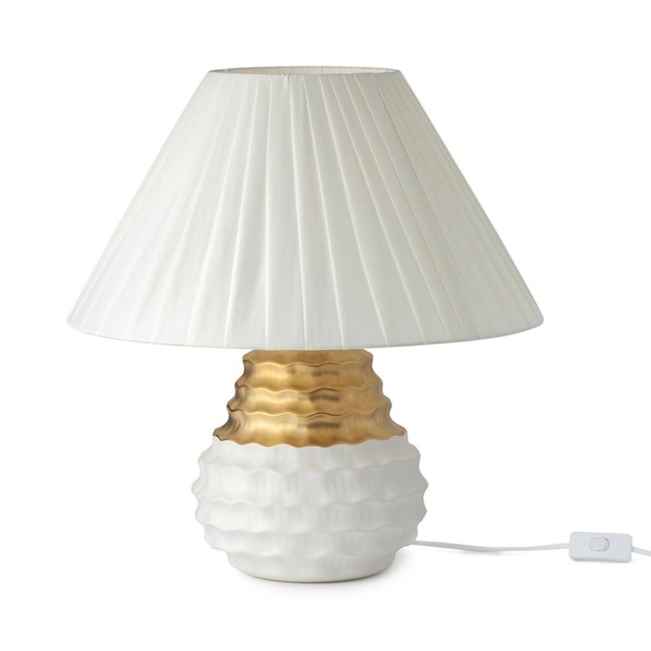 Hervit Creations Lampada in gres bianco e oro alta 48 cm