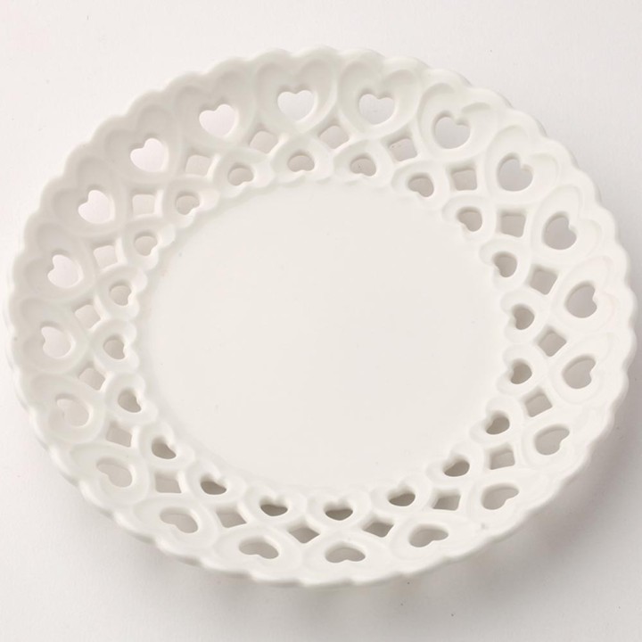 Hervit Piattino in porcellana traforata con cuori Ø 15 cm