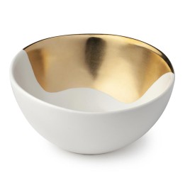 Hervit Creations Ciotola in porcellana avorio e oro Ø 14 cm