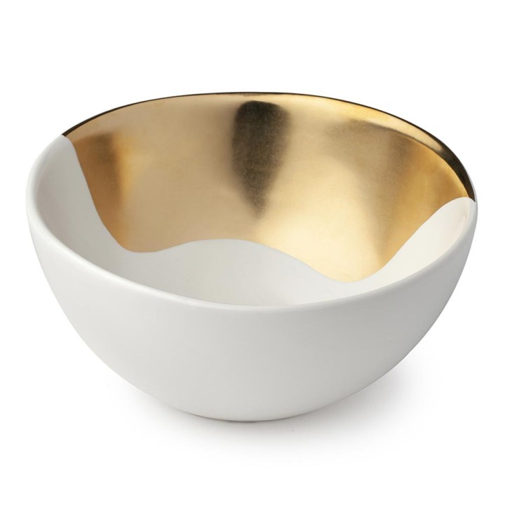 Hervit Creations Ciotola in porcellana avorio e oro Ø 14 cm