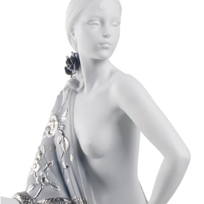 Lladrò Scultura Donna con scialle argento in porcellana... 2