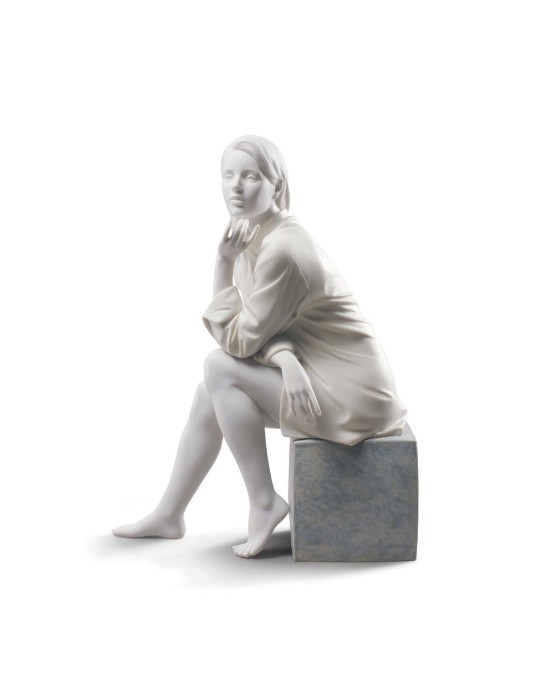 Lladrò Statua donna Un Momento di Tranquillità in porcellana handmade