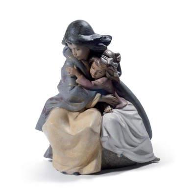 Lladrò Statua bimbe Sorelle timorose in porcellana handmade