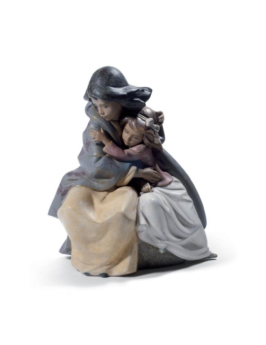 Lladrò Statua bimbe Sorelle timorose in porcellana handmade