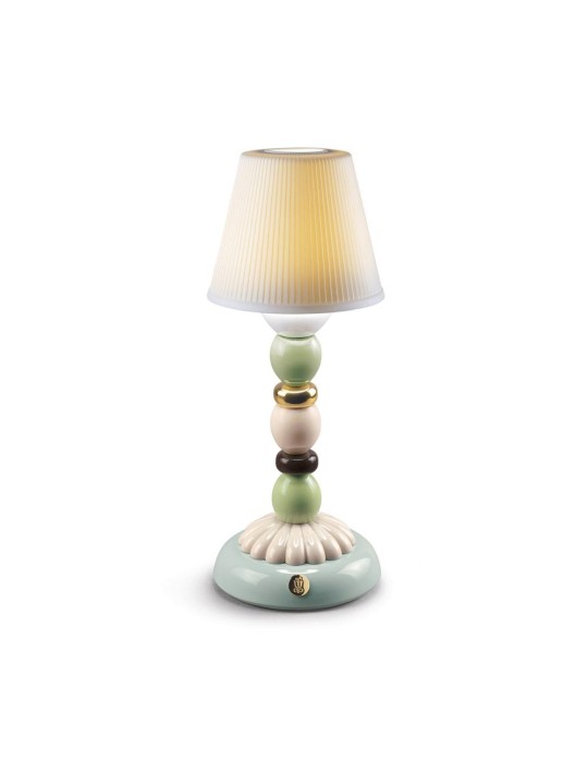 Lladrò Lampada da tavolo Lotus Firefly Autunno Dorato verde e azzurro