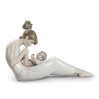 Lladrò Statua Risate con mamma in porcellana handmade