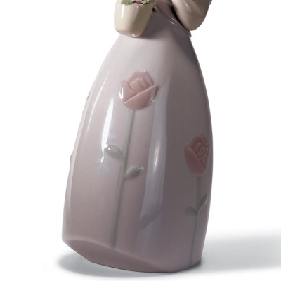 Lladrò Statua Bimba piccola rosa in porcellana handmade 2