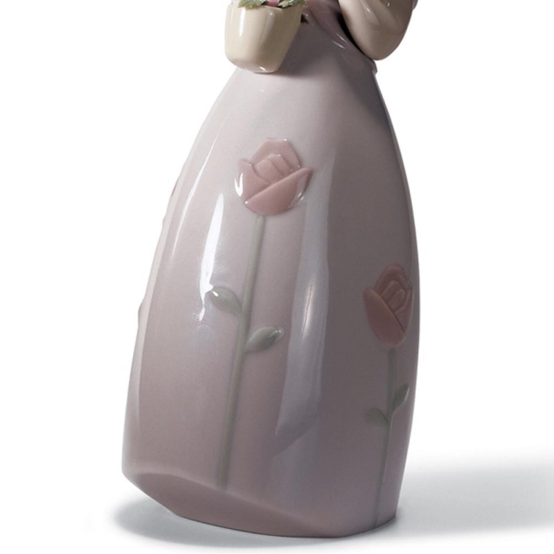 Lladrò Statua Bimba piccola rosa in porcellana...
