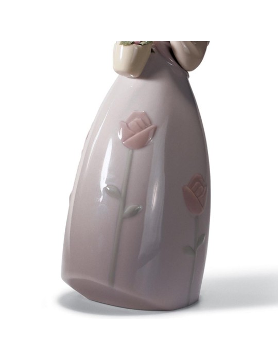 Lladrò Statua Bimba piccola rosa in porcellana...