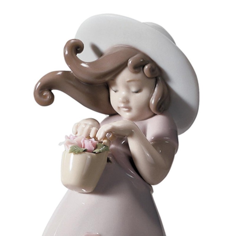 Lladrò Statua Bimba piccola rosa in porcellana...