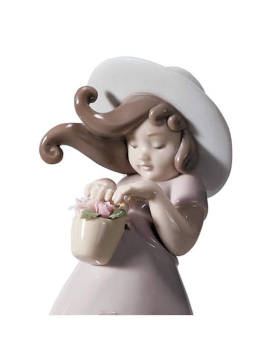 Lladrò Statua Bimba piccola rosa in porcellana...