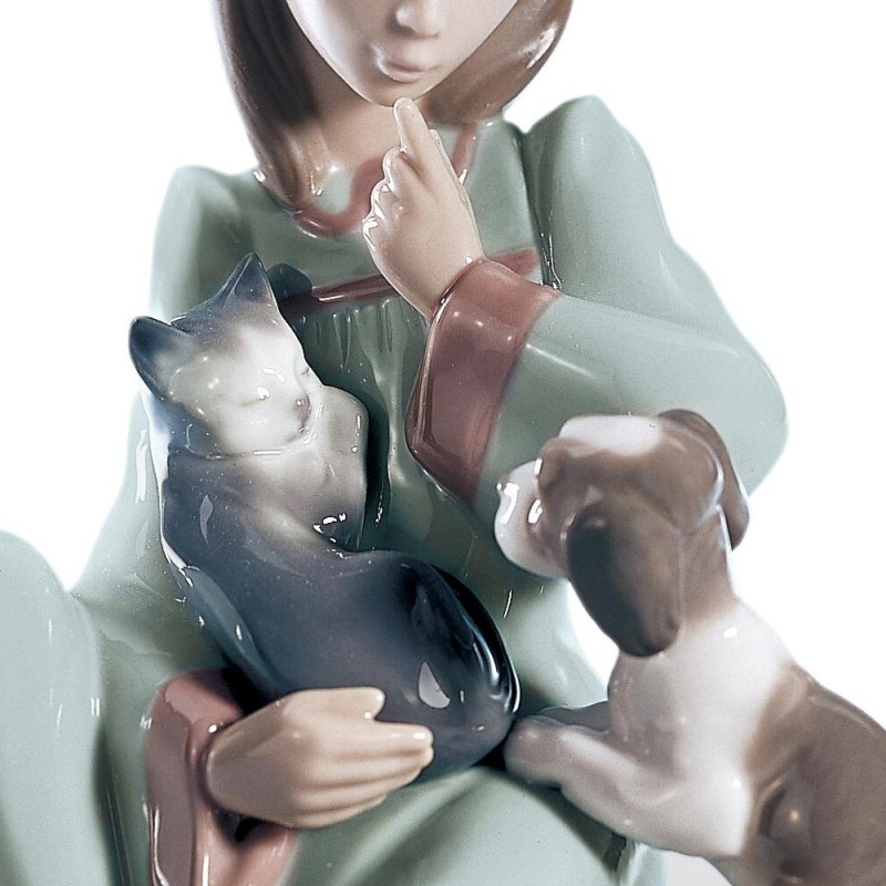 Lladrò Statua Ragazza con animali in porcellana...