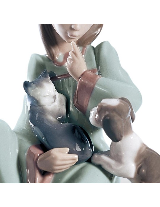 Lladrò Statua Ragazza con animali in porcellana...