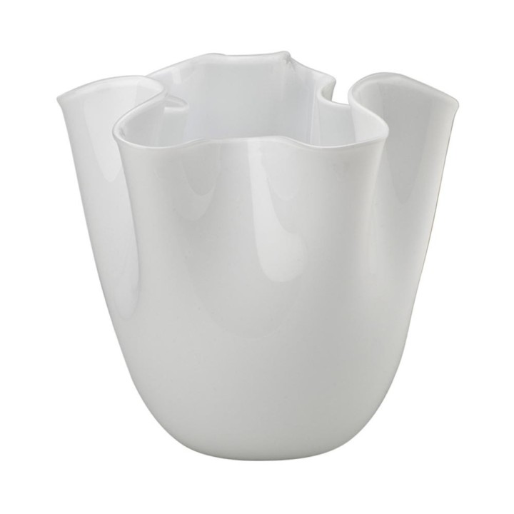 Venini Vaso Fazzoletto opalino lattimo alto 13,5 cm