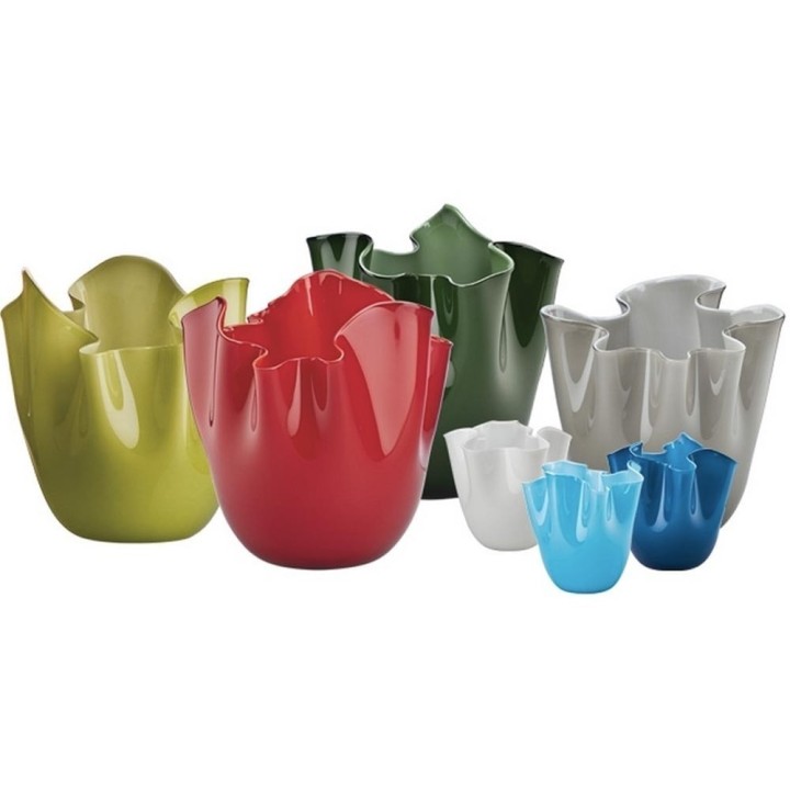 Venini Vaso Fazzoletto opalino lattimo alto 13,5 cm