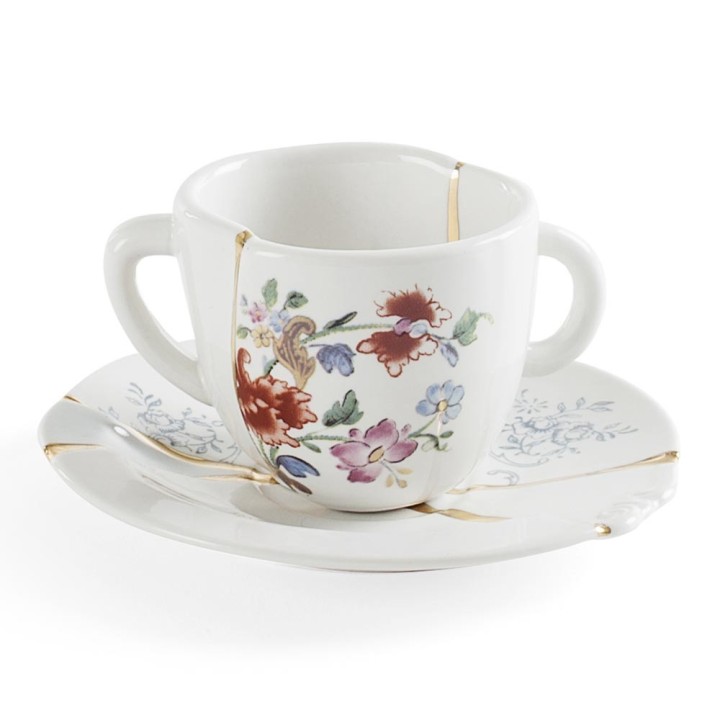 Seletti Tazzina caffè Kintsugi bianca e oro