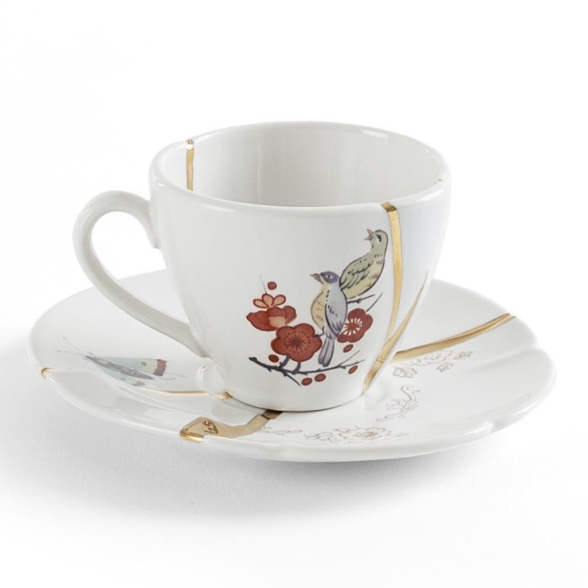 Kintsugi Coffee Cup with Saucer 01 – Tazzina da Caffè in Porcellana Dorata Seletti