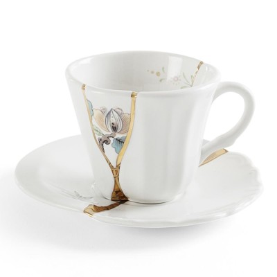 TAZZINA DA CAFF? CON PIATTINO IN PORCELLANA  "KINT