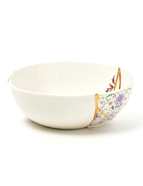 Kintsugi Salad Bowl 01 – Ciotola in Porcellana con Dettagli Dorati Seletti