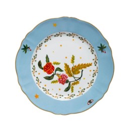 Bitossi Home Piatto piano Fiore bianco e blu Ø 26,5 cm