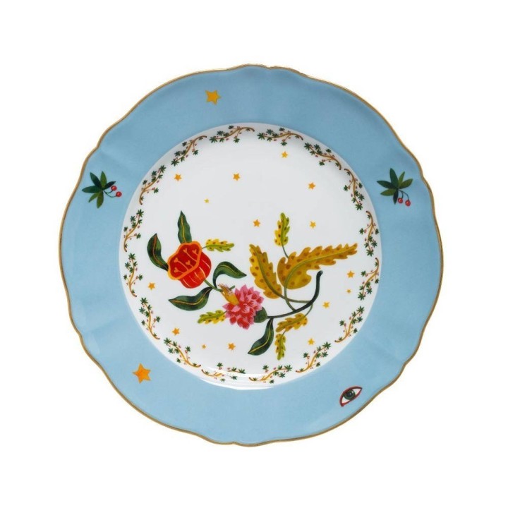 Bitossi Home Piatto piano Fiore bianco e blu Ø 26,5 cm