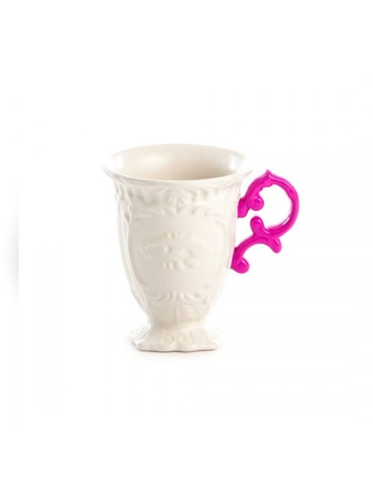 Seletti Tazza in porcellana I-Wares con manico fucsia