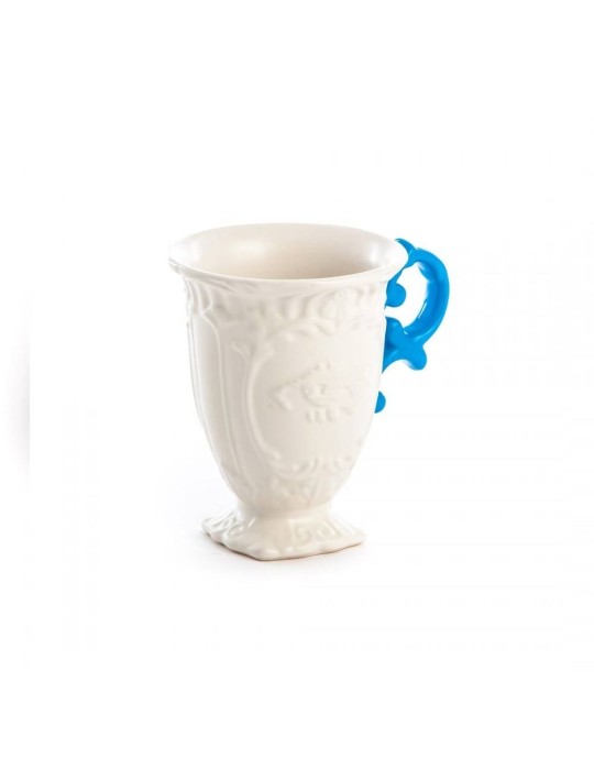 Seletti Tazza in porcellana I-Wares con manico azzurro