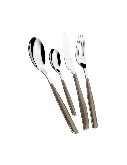 Set 24 Posate Glamour Tabacco Bugatti – Servizio Moderno in Acciaio Inox 18/10 con Manico Colorato