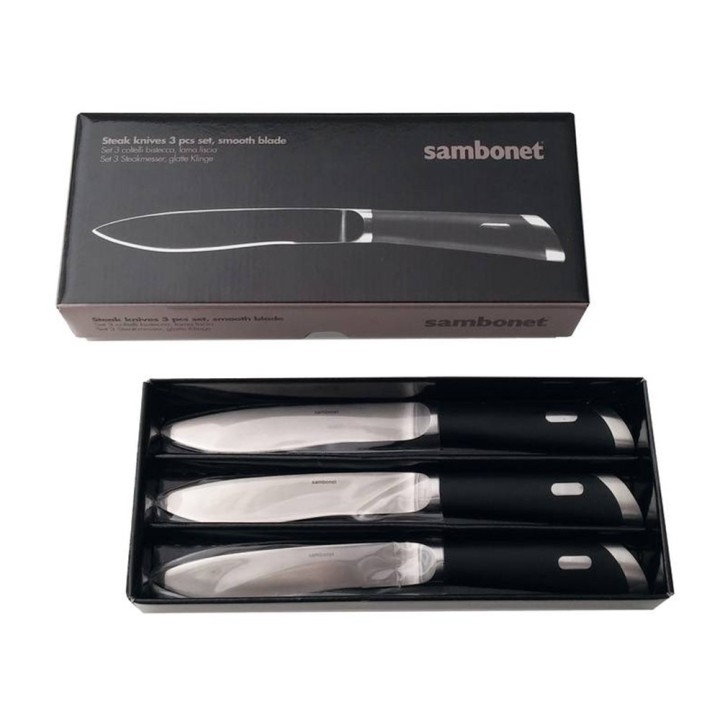 Sambonet Set di 3 coltelli da bistecca T-Bone a lama liscia