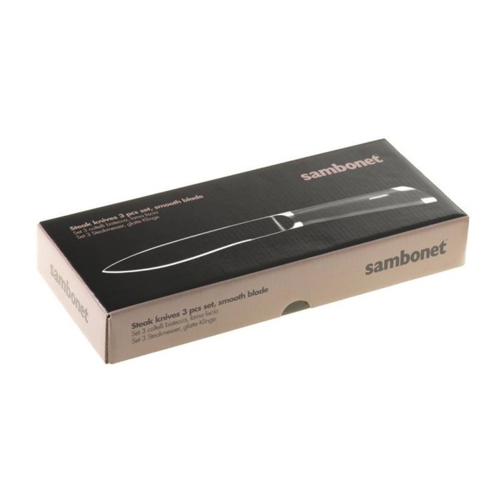 Sambonet Set di 3 coltelli da bistecca T-Bone a lama liscia