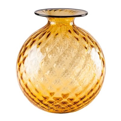 100.16 AA OZ-Venini vaso Monofiore Balloton ambra filo orizzonte Ø14cm Candida Celiento