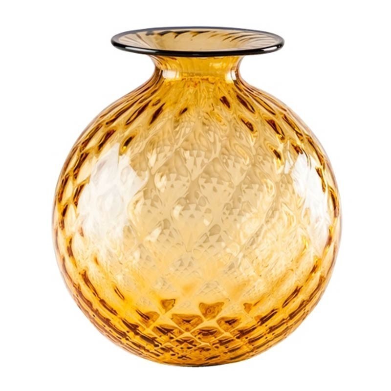 100.16 AA OZ-Venini vaso Monofiore Balloton ambra filo orizzonte Ø14cm Candida Celiento