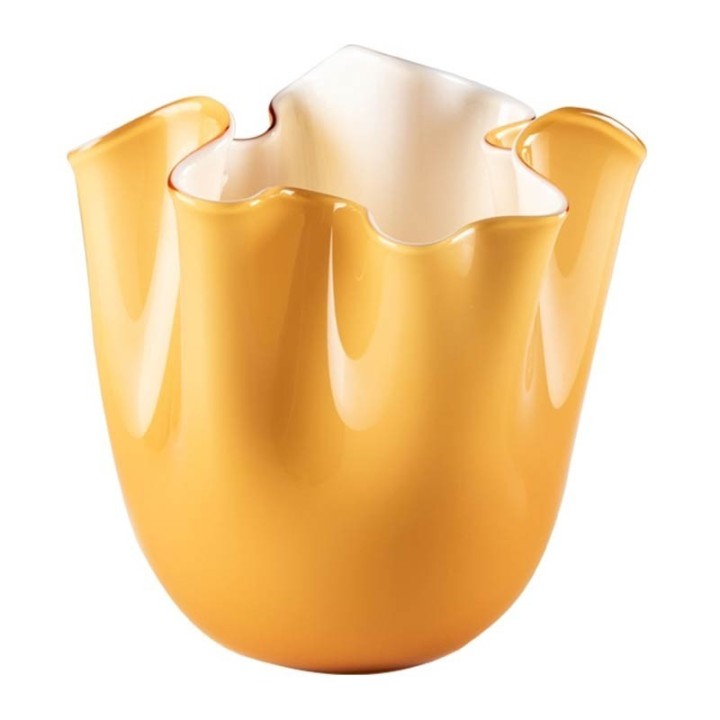 700.04 AA LA-Venini vaso Fazzoletto Opalino ambra interno lattimo Ø13.5cm Candida Celiento