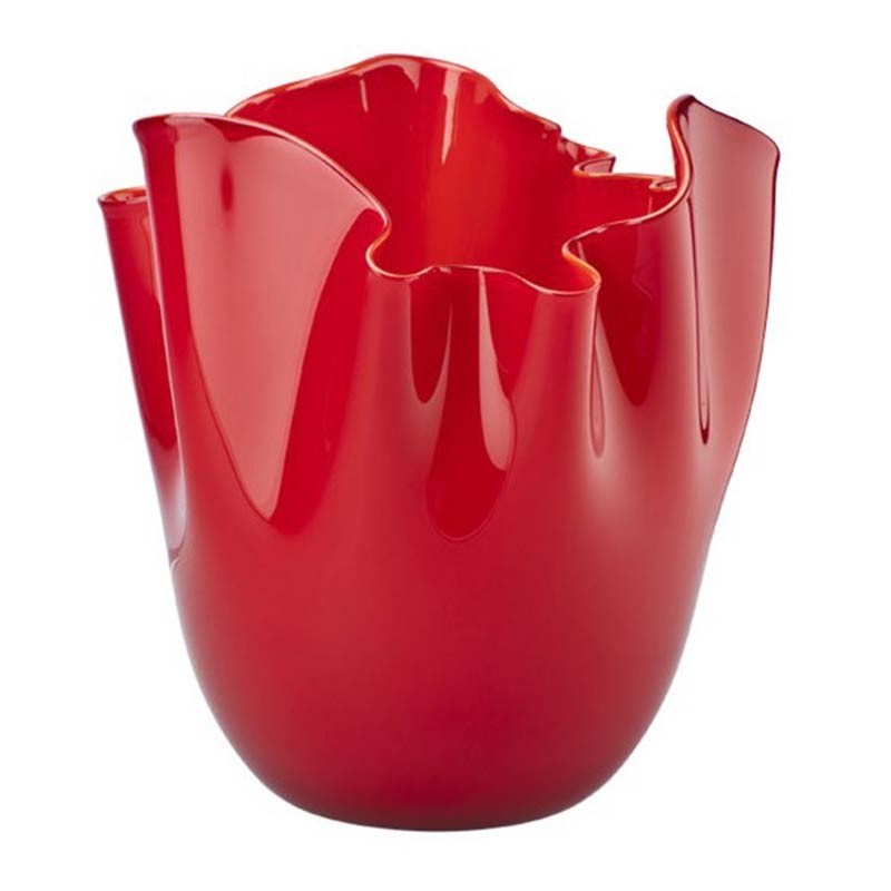 700.04 RV-Venini vaso Fazzoletto Opalino rosso Ø13.5cm Candida Celiento