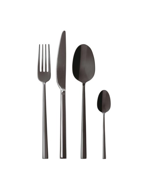 52762K81-Sambonet servizio posate Rock PVD nero lucido 24pz Candida Celiento
