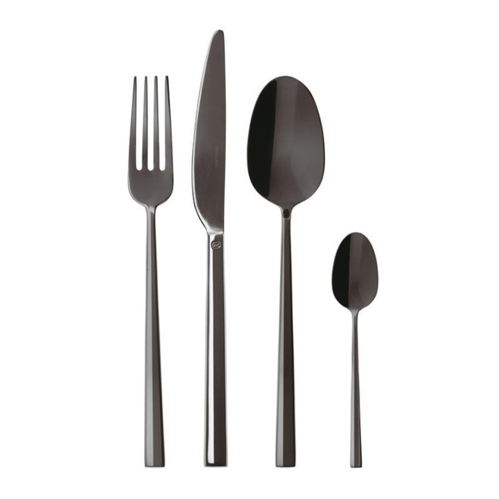 52762K81-Sambonet servizio posate Rock PVD nero lucido 24pz Candida Celiento