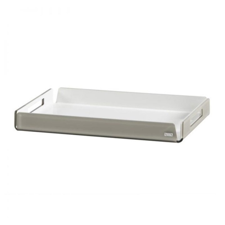 0110432S-Vesta vassoio grande Like Water in plexiglass tortora e bianco Candida Celiento