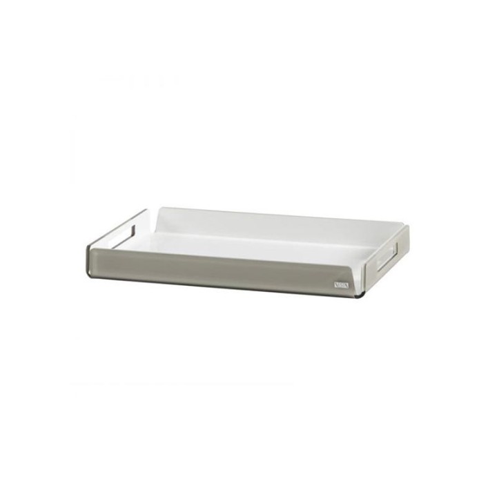 0100432S-Vesta vassoio piccolo Like Water in plexiglass tortora e bianco Candida Celiento