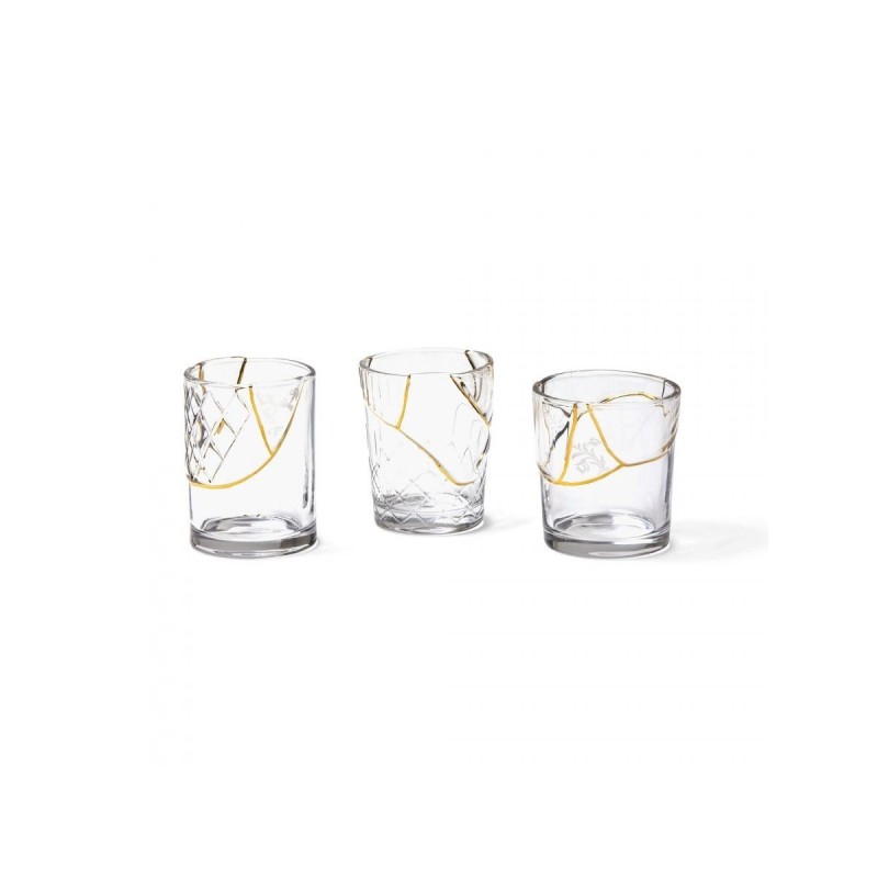 BICCHIERE IN VETRO "KINTSUGI -n'3"  ? Cm.8,7 h. 9,